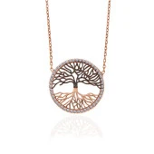 925 Ayar Gümüş Rose Hayat Ağacı Kadın Kolye thumbnail 2