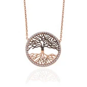 925 Ayar Gümüş Rose Hayat Ağacı Kadın Kolye thumbnail 3
