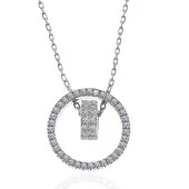 925 Ayar Gümüş İç İçe Geçmiş Halka Kadın Kolye thumbnail 4