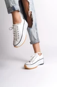 PARIS Bağcıklı Ortopedik Taban Kadın Sneaker Ayakkabı BT Beyaz - 3