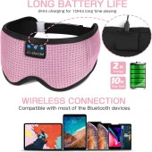 LC-dolida 3D Uyku Maskesi - Bluetooth Kablosuz Müzik - Klasik Pembe - 5