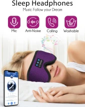 LC-dolida 3D Uyku Maskesi - Bluetooth Kablosuz Müzik - Zarif Mor - 3