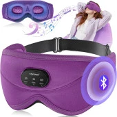 TOPOINT Uyku Kulaklıkları Bluetooth 3D Uyku Maskesi - Mor - 1
