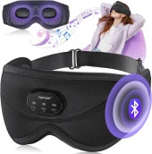 TOPOINT Uyku Kulaklıkları Bluetooth 3D Uyku Maskesi - Siyah - 1