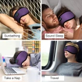 TOPOINT Uyku Kulaklıkları Bluetooth Uyku Maskesi - Mor - 4