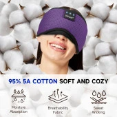 TOPOINT Uyku Kulaklıkları Bluetooth Uyku Maskesi - Mor Havalandırmalı - 4