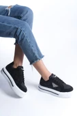 PRAG Bağcıklı Ortopedik Taban Desenli Kadın Sneaker Ayakkabı BT Siyah - 2