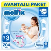 Molfix Bebek Bezi Avantajlı Paket Midi 3 Numara 204 Adet thumbnail 1