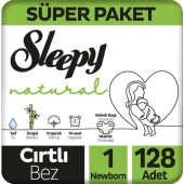 Sleepy Natural Süper Paket Bebek Bezi 1 Numara Newborn 128 Adet thumbnail 1