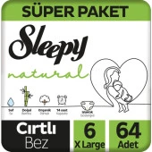 Sleepy Natural Süper Paket Bebek Bezi 6 Numara XLarge 64 Adet thumbnail 1