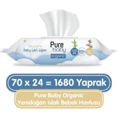 Pure Baby Organic Yenidoğan Islak Havlu 24X70 (1680 Yaprak) - 1