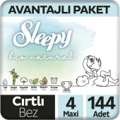 Sleepy Bio Natural Avantajlı Paket Bebek Bezi 4 Numara Maxi 144 Adet thumbnail 1