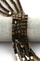Gold Renkli Hematit Dizi 6 mm Küp Kesim thumbnail 1