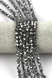 Gümüş Gri Renkli Hematit Dizi 5 x 6 mm Burgulu Kesim - 1