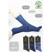 Bambu Erkek Soket Düz Uzun Çorap Klasik Yazlık Dikişsiz 3'lü Premium Set - 1