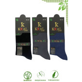 Bambu Erkek Soket Düz Uzun Çorap Klasik Yazlık Dikişsiz 3'lü Premium Set - 4