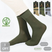 Bambu Erkek Soket Düz Uzun Çorap Klasik Yazlık Dikişsiz 3'lü Premium Set - 1