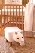 Yıkanabilir Kılıflı Tabure Bebek Çocuk Oyun Koltuğu Sandalye Ahşap Ayaklı Puf Fluffy Zoo Camel - 1