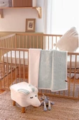 Yıkanabilir Kılıflı Tabure Bebek Çocuk Oyun Koltuğu Sandalye Ahşap Ayaklı Puf Fluffy Zoo Bunny - 4