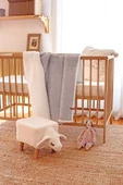 Yıkanabilir Kılıflı Tabure Bebek Çocuk Oyun Koltuğu Sandalye Ahşap Ayaklı Puf Fluffy Zoo Sheep - 4