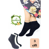 Kadın Bambu Patik Çorap (3 ADET) Görünmez Dikişsiz Parfümlü Kısa Yazlık Kadın Çorabı - 1