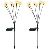 2 Adet Sarı Renk 6 Dal Işık Buketi Ateş Böceği Modeli Bahçe Solar Güneş Enerjili Firefly A58 (2 ADET) - 1
