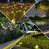 2 Adet Sarı Renk 6 Dal Işık Buketi Ateş Böceği Modeli Bahçe Solar Güneş Enerjili Firefly A58 (2 ADET) - 4