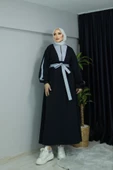Kot Garnili 2 İplik Bel Kuşaklı Fermuar Detaylı Elbise - 5
