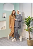 Penye Kumaş Düğmeli Cep Detaylı Gömlek Yaka Takım - 7