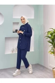Penye Kumaş Düğmeli Cep Detaylı Gömlek Yaka Takım - 5