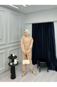 PTKM006 KUMAŞ DESENLİ BELİ LASTİKLİ PANTOLONLU TAKIM - 1