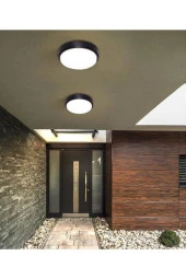 Horoz Artos 20W Yuvarlak Siyah Led Nem Su Geçirmez Banyo Bahçe Modern Tavan Lambası Beyaz Işık 6500K - 4