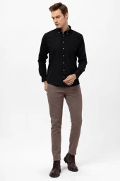 Köşeli Manşet Slimfit Düz Gömlek thumbnail 2