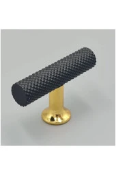 Mobilya Dolap Kulpu Mutfak Çekmece Kulpu Çizgili Dal Siyah Gold Tek Düğme 5 Adet thumbnail 1