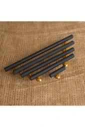 Mobilya Dolap Kulpu Mutfak Çekmece Kulpu Çizgili Dal Siyah Gold Tek Düğme 5 Adet thumbnail 3