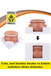 El Yapımı Kapaklı Toprak Güveç Tencere Küçük Boy Astarlı 3,5 Litre (Özel Kırılmaz Köpük Ambalajında) - 2