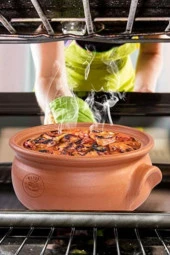 El Yapımı Kapaklı Toprak Güveç Tencere Küçük Boy Astarlı 3,5 Litre (Özel Kırılmaz Köpük Ambalajında) - 5