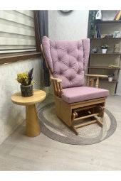 Asedia Mama Puflu Naturel Anka Pembe Minderli Sallanan Sandalye Emzirme Koltuğu thumbnail 1