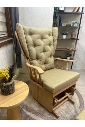 Asedia Mama Puflu Naturel Sarı Minderli Sallanan Sandalye Emzirme Koltuğu thumbnail 2