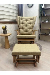 Asedia Mama Puflu Naturel Sarı Minderli Sallanan Sandalye Emzirme Koltuğu thumbnail 3