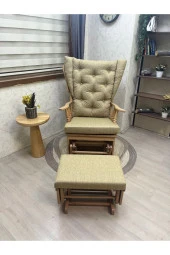 Asedia Mama Puflu Naturel Sarı Minderli Sallanan Sandalye Emzirme Koltuğu thumbnail 4