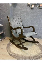 Asedia Rustik Ceviz Natura Gri Sallanan Sandalye Dinlenme Emzirme Baba Tv Okuma Uzanma Koltuğu thumbnail 1