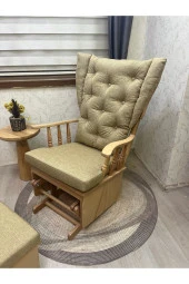 Asedia Mama Puflu Naturel Sarı Minderli Sallanan Sandalye Emzirme Koltuğu thumbnail 5