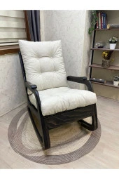 Asedia Kontes Siyah Krem Dolgu Minderli Sallanan Sandalye Dinlenme Koltuğu thumbnail 1