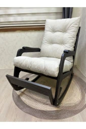 Asedia Kontes Siyah Krem Dolgu Minderli Sallanan Sandalye Dinlenme Koltuğu thumbnail 2