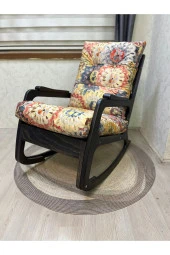 Asedia Kontes Siyah Çiçekli Dolgu Minderli Sallanan Sandalye Dinlenme Koltuğu thumbnail 2