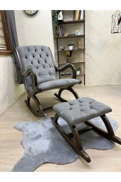 Asedia Rustik Ceviz Natura Gri Sallanan Sandalye Dinlenme Emzirme Baba Tv Okuma Uzanma Koltuğu thumbnail 3