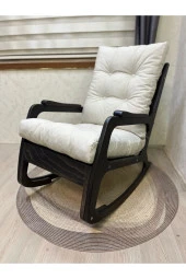 Asedia Kontes Siyah Krem Dolgu Minderli Sallanan Sandalye Dinlenme Koltuğu thumbnail 3