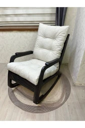 Asedia Kontes Siyah Krem Dolgu Minderli Sallanan Sandalye Dinlenme Koltuğu thumbnail 4