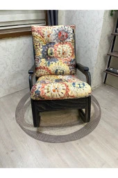 Asedia Kontes Siyah Çiçekli Dolgu Minderli Sallanan Sandalye Dinlenme Koltuğu thumbnail 4